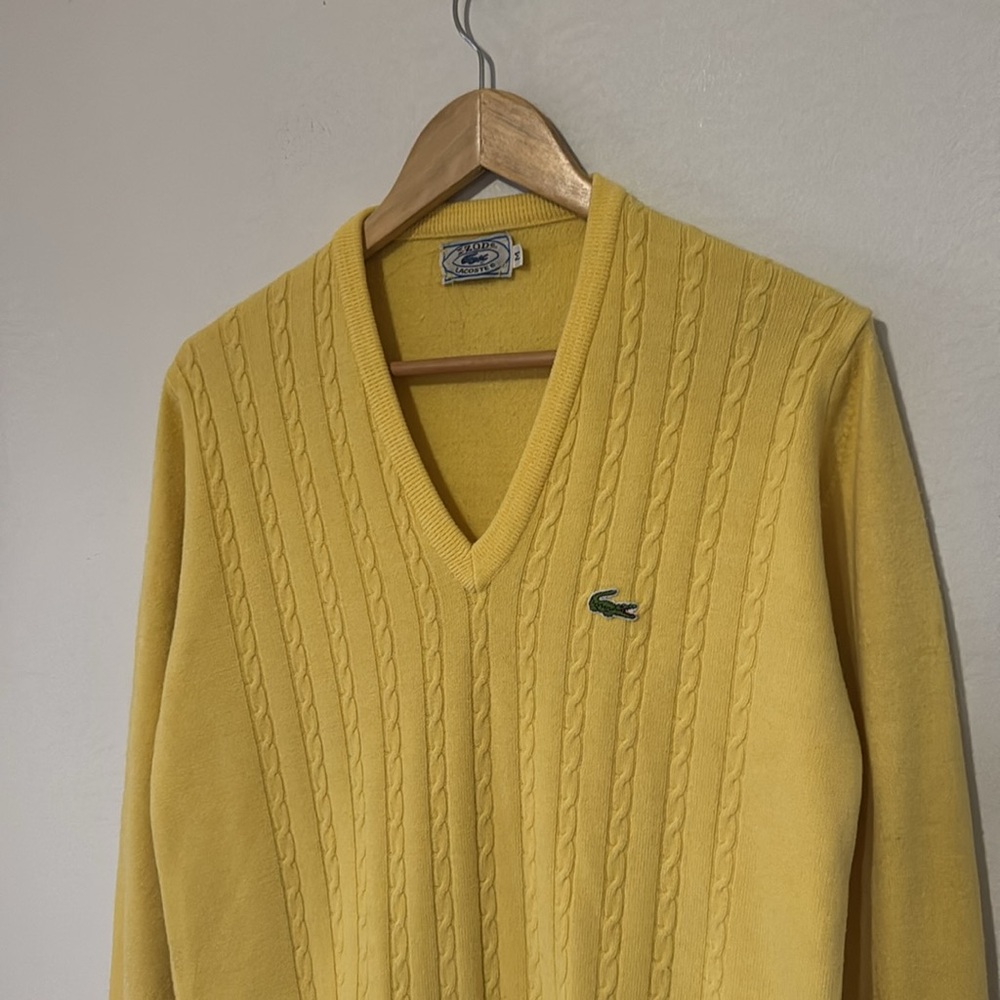 Vintage Izod Lacoste Sweater / Medium / 1970s / Yellow - Picture 3 of 9